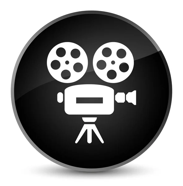 Videó kamera ikon elegáns fekete kerek gomb — Stock Fotó