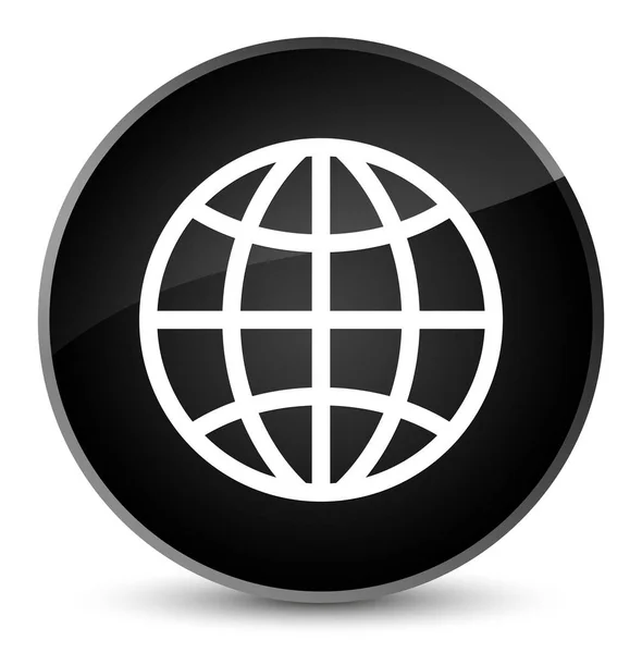 世界アイコン エレガントな黒の丸いボタン — ストック写真
