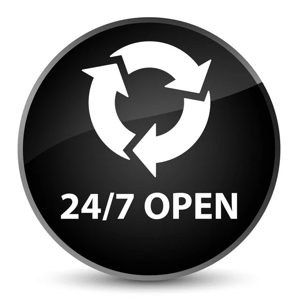 24/7 open elegant black round button — Stock Photo, Image