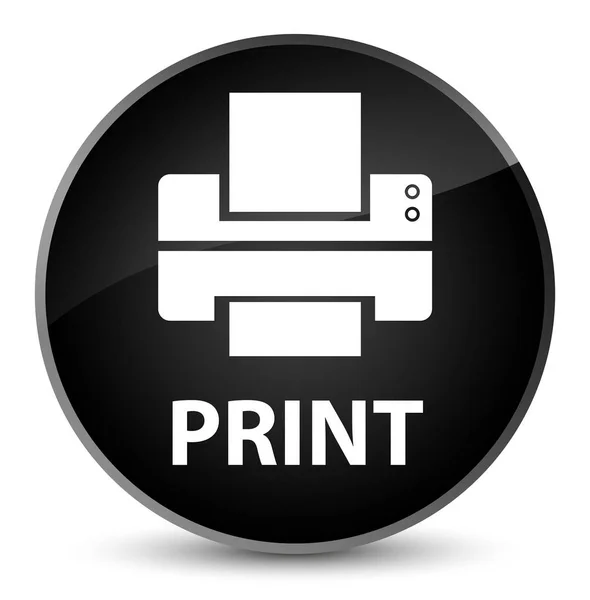 Elegantní černé kulaté tlačítko Tisk (ikona tiskárny) — Stock fotografie