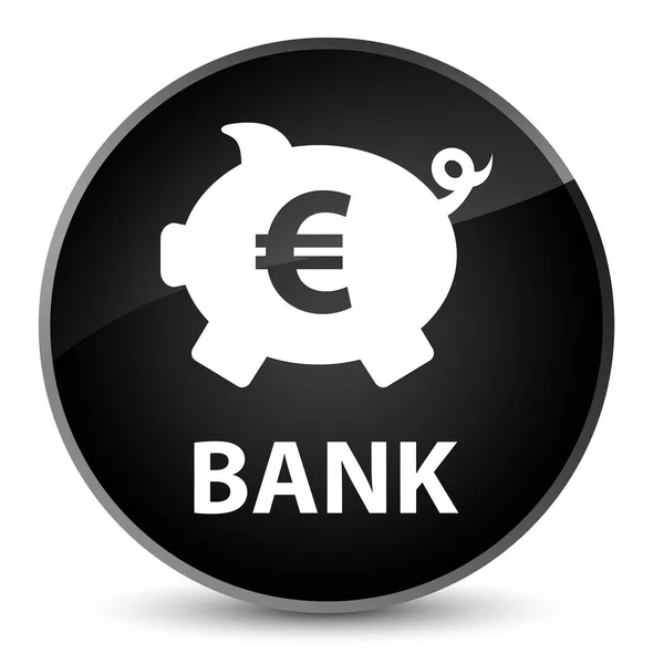 银行 （小猪框欧元符号） 优雅黑色圆形按钮 — 图库照片