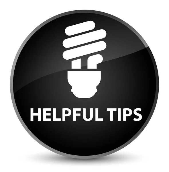 Consejos útiles (icono de la bombilla) botón redondo negro elegante —  Fotos de Stock