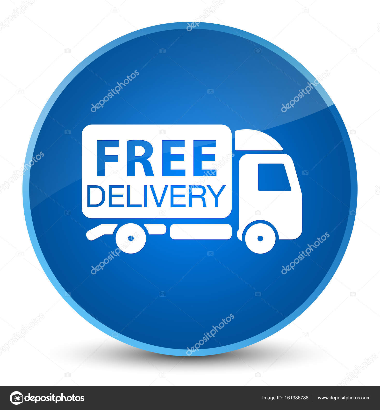 送料無料トラック アイコン エレガントな青い丸いボタン ストック写真 C Fr Design