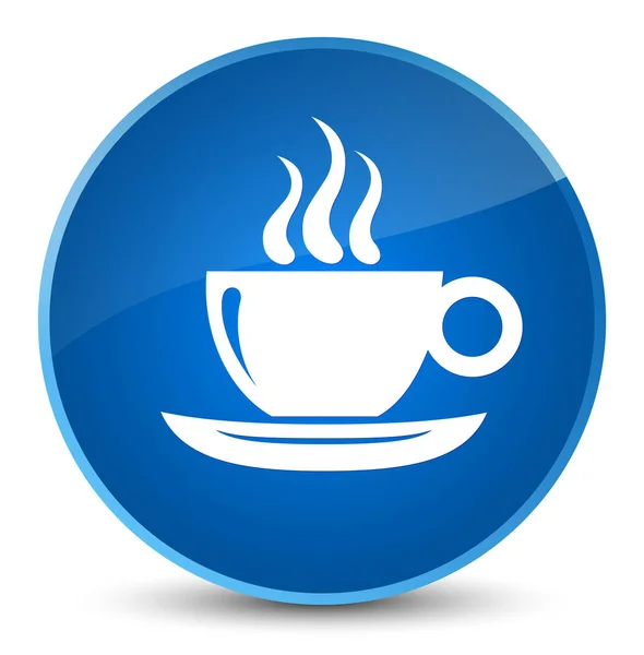 Šálek kávy ikonu elegantní modré kulaté tlačítko — Stock fotografie