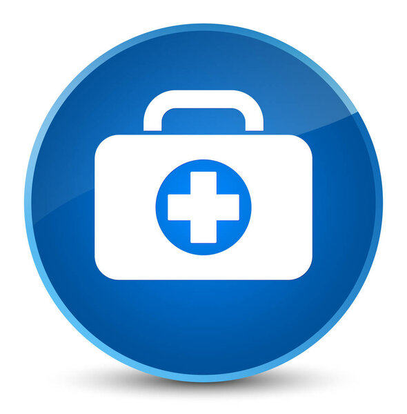 First aid kit bag icon elegant blue round button