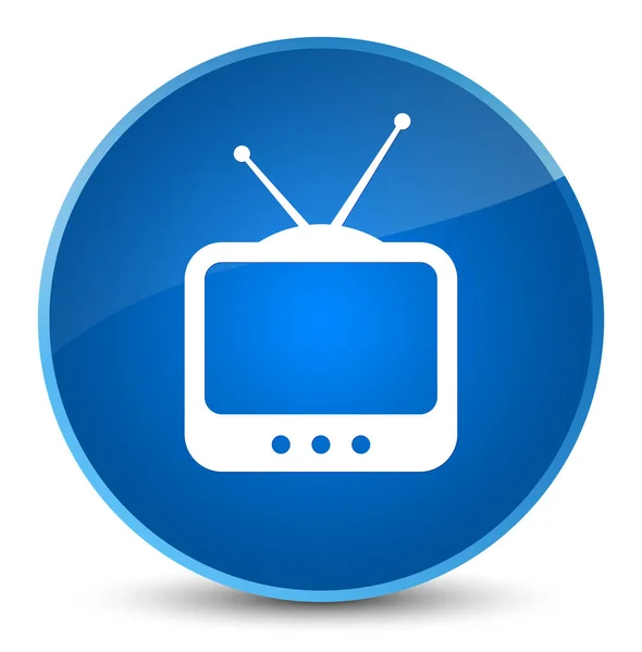 Tombol bundar biru ikon TV elegan — Stok Foto