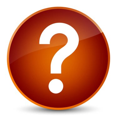 Soru işareti simgesini zarif kahverengi yuvarlak düğmesi