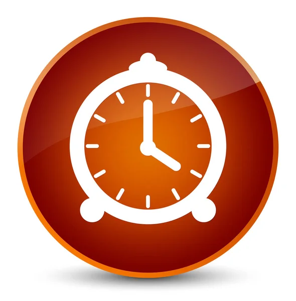 Ébresztő óra ikon elegáns barna kerek gomb — Stock Fotó