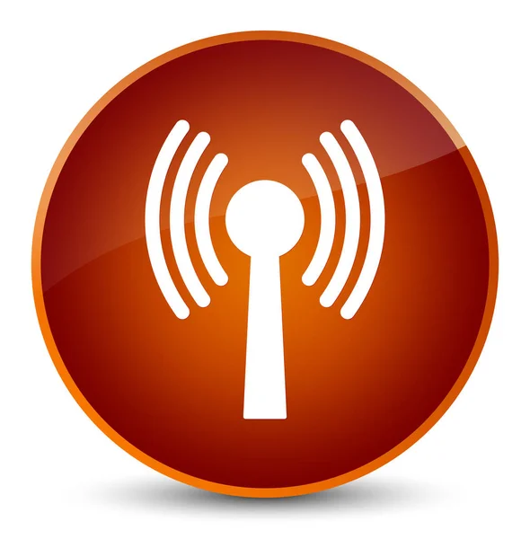 WLAN ağ simgesini zarif kahverengi yuvarlak düğmesi — Stok fotoğraf