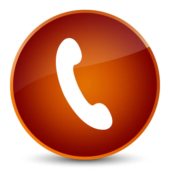 Ícone do telefone elegante botão redondo marrom — Fotografia de Stock