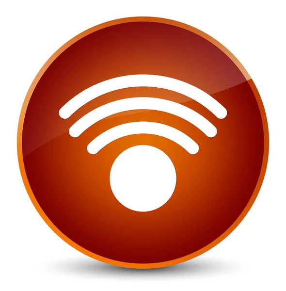 Wi-Fi ikonu elegantní hnědé kulaté tlačítko — Stock fotografie