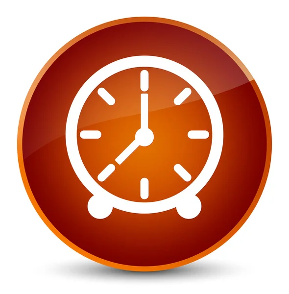 Icono del reloj elegante botón redondo marrón —  Fotos de Stock
