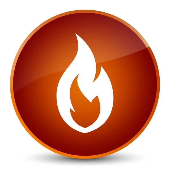 Feuer Flamme Symbol elegante braune runde Taste — Stockfoto