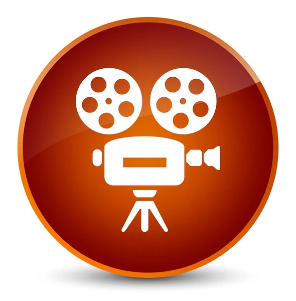 Icona della videocamera elegante pulsante rotondo marrone — Foto Stock