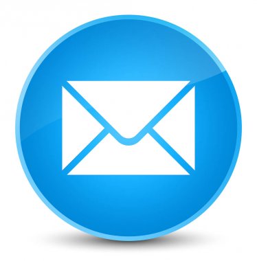 E-posta kutsal kişilerin resmi zarif camgöbeği mavi yuvarlak düğme