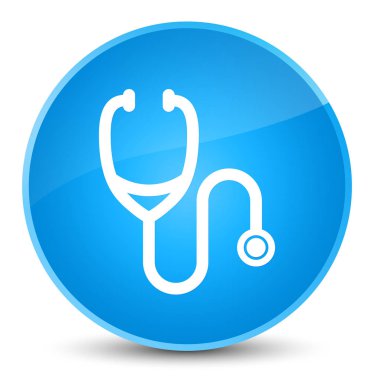 Stetoskop simgesi zarif camgöbeği mavi yuvarlak düğmesi