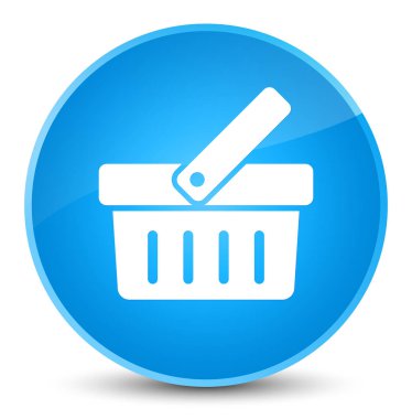 Alışveriş sepeti simgesini zarif camgöbeği mavi yuvarlak düğmesi