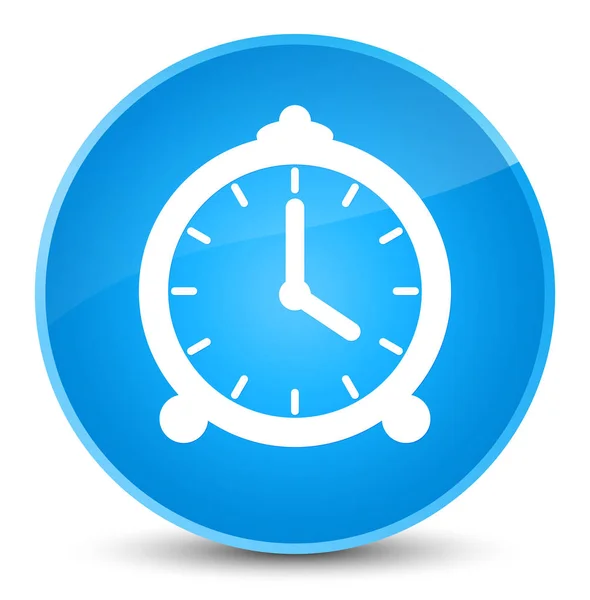 Ícone do relógio de alarme elegante botão redondo azul ciano — Fotografia de Stock