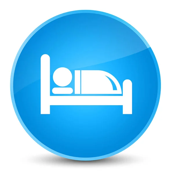 Icono de la cama del hotel elegante botón redondo azul cian — Foto de Stock