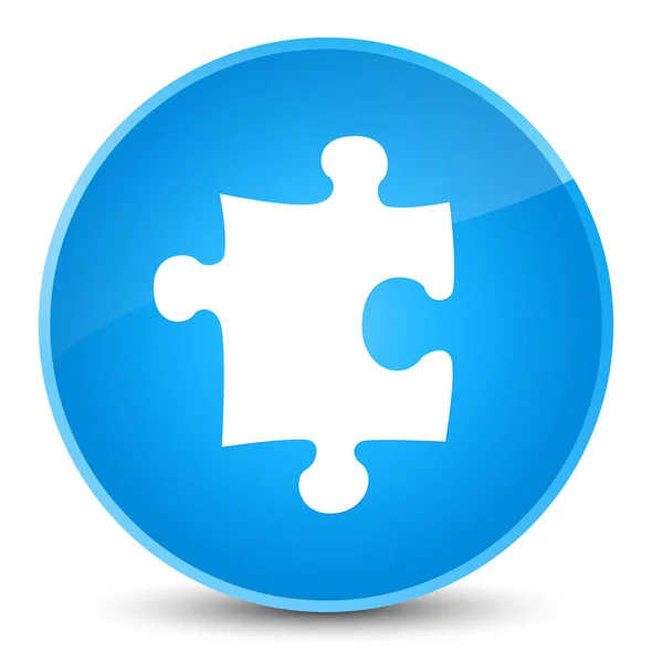 Puzzel pictogram elegante cyaan blauw ronde knop — Stockfoto