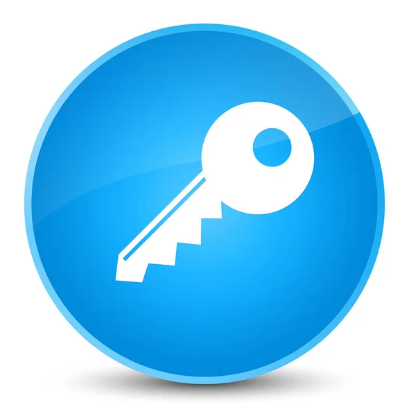钥匙图标优雅青色蓝色圆形按钮 — 图库照片