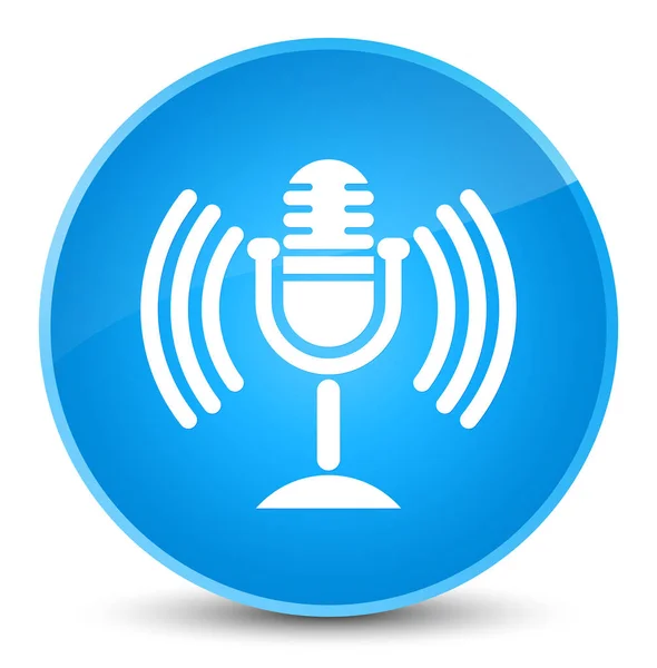 Ícone de microfone elegante botão redondo azul ciano — Fotografia de Stock