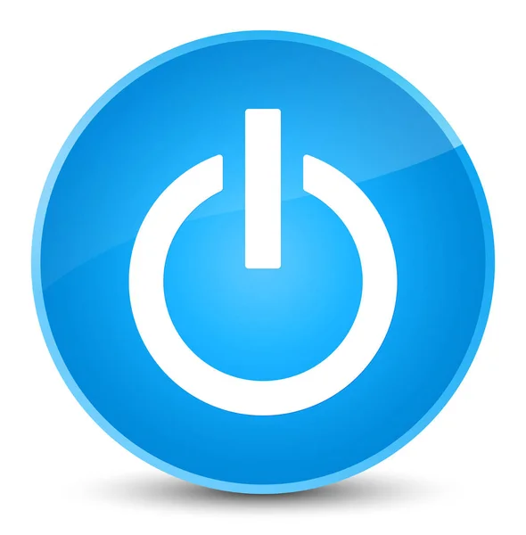 Macht pictogram elegante cyaan blauw ronde knop — Stockfoto