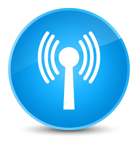 WLAN ağ simgesini zarif camgöbeği mavi yuvarlak düğmesi — Stok fotoğraf