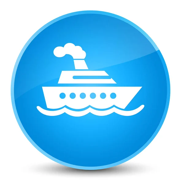 Icône de bateau de croisière élégant bouton rond bleu cyan — Photo