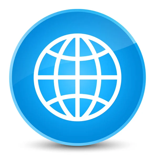 世界图标优雅青色蓝色圆形按钮 — 图库照片