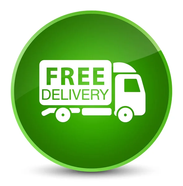 Consegna gratuita camion icona elegante pulsante rotondo verde — Foto Stock