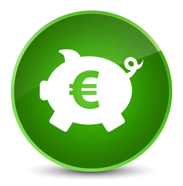 Piggy banco ícone de sinal de euro elegante botão redondo verde — Fotografia de Stock
