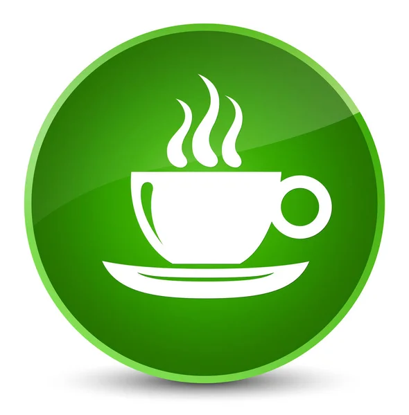 Ícone xícara de café elegante botão redondo verde — Fotografia de Stock
