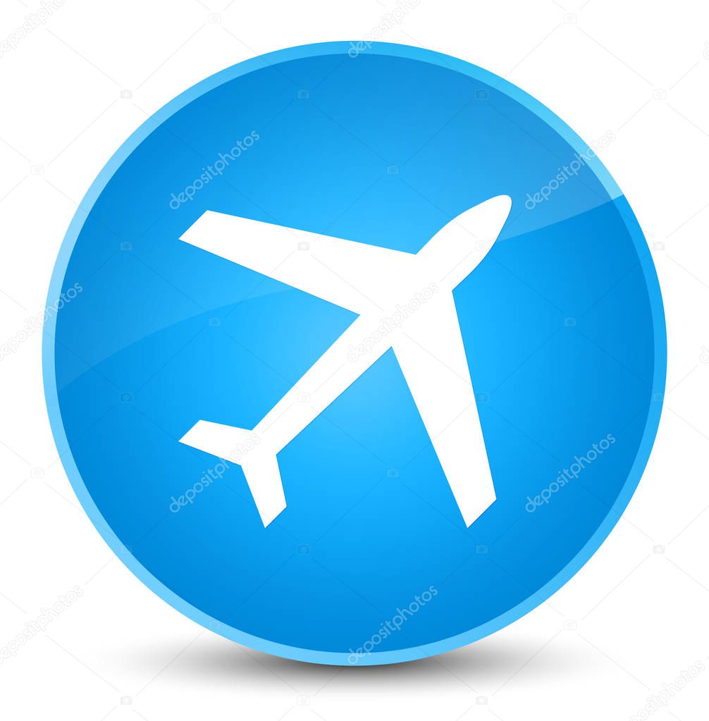 Plane icon elegant cyan blue round button