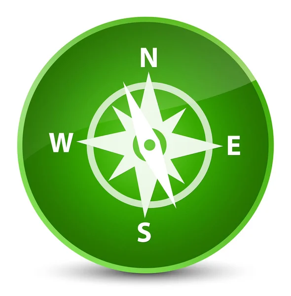 Bussola icona elegante pulsante rotondo verde — Foto Stock