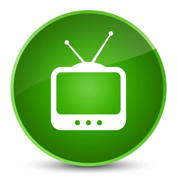 Icona TV elegante pulsante rotondo verde — Foto Stock