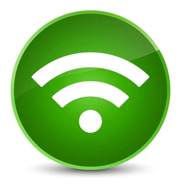 Ícone Wifi elegante botão redondo verde — Fotografia de Stock