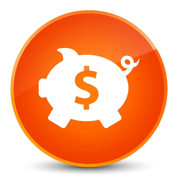 Piggy banco dólar sinal ícone elegante laranja botão redondo — Fotografia de Stock