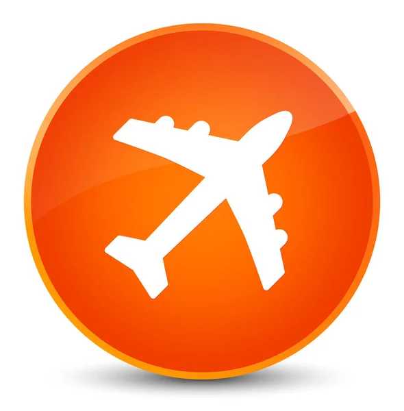 Icône avion élégant bouton rond orange — Photo