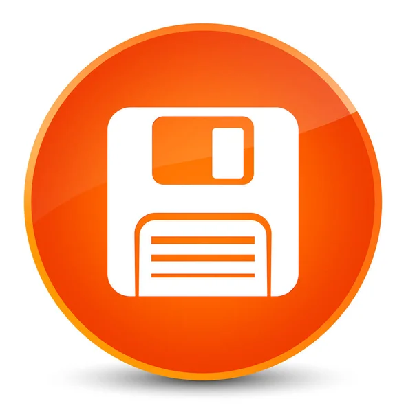 Ícone de disquete elegante botão redondo laranja — Fotografia de Stock
