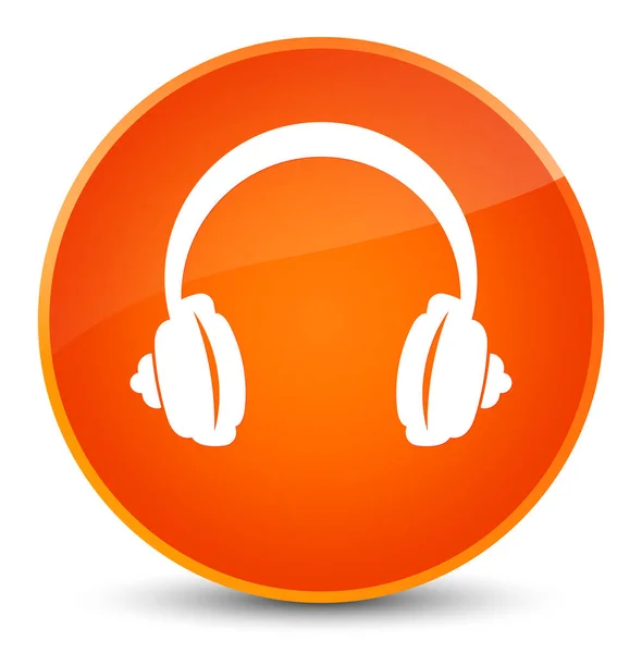 Fejhallgató ikon elegáns narancs kerek gomb — Stock Fotó