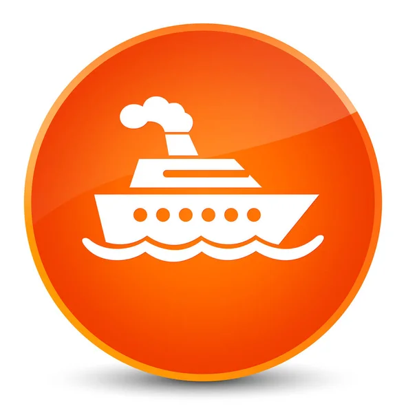 Ícone do navio de cruzeiro botão redondo laranja elegante — Fotografia de Stock