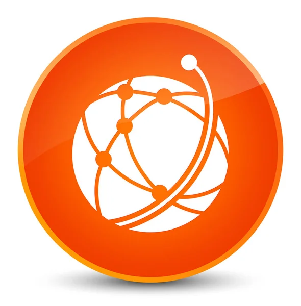 Globální síť ikonu elegantní oranžové kulaté tlačítko — Stock fotografie