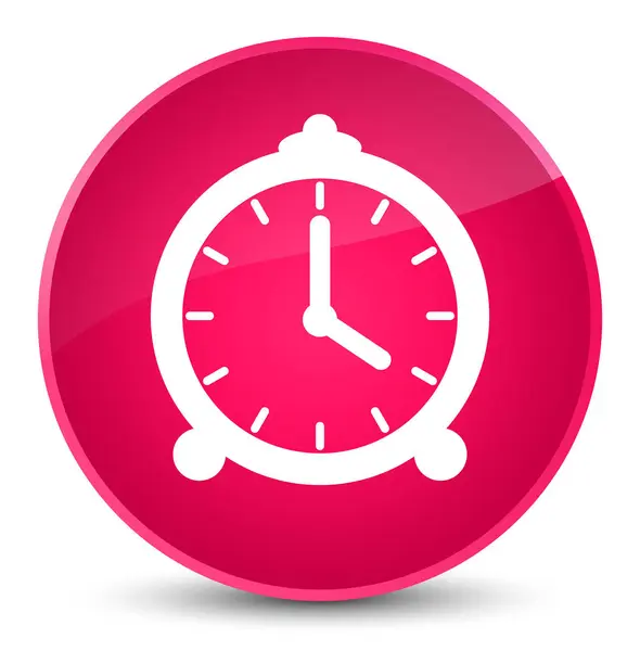 目覚まし時計アイコン エレガントなピンクの丸いボタン — ストック写真
