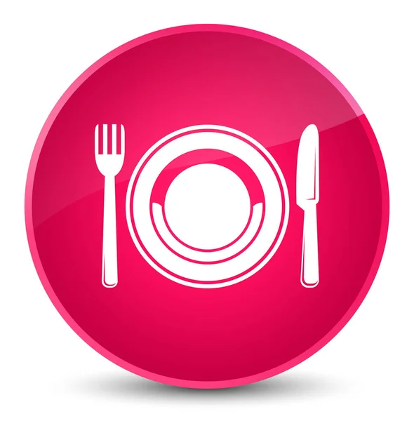 Comida icono de la placa elegante botón redondo rosa — Foto de Stock