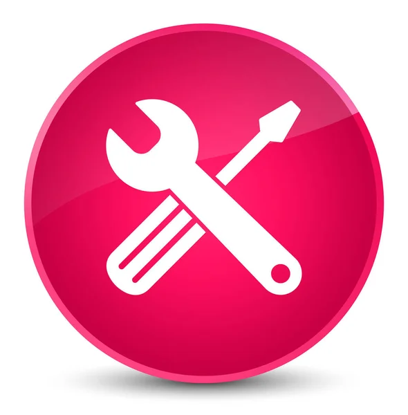 Werkzeuge Symbol eleganten rosa runden Knopf — Stockfoto