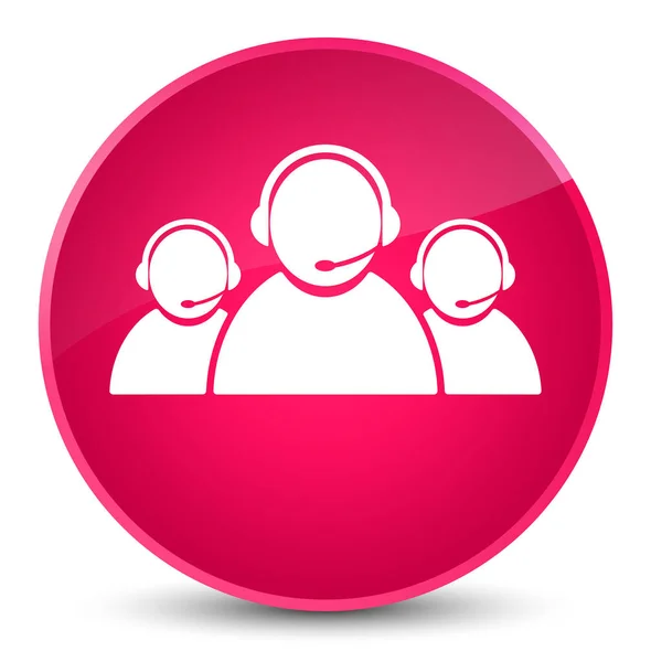 Icône de l'équipe de service à la clientèle élégant bouton rond rose — Photo