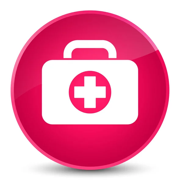 Botiquín de primeros auxilios icono del bolso elegante botón redondo rosa —  Fotos de Stock