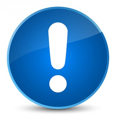 Ünlem işareti simgesi zarif mavi yuvarlak düğmesi