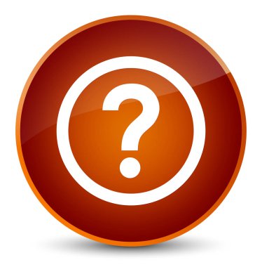 Soru simgesi zarif kahverengi yuvarlak düğmesi